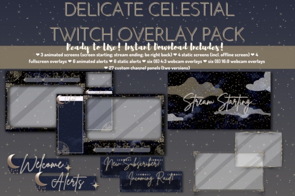 Download Delicate Celestial Twitch Stream Package - Premium Resources